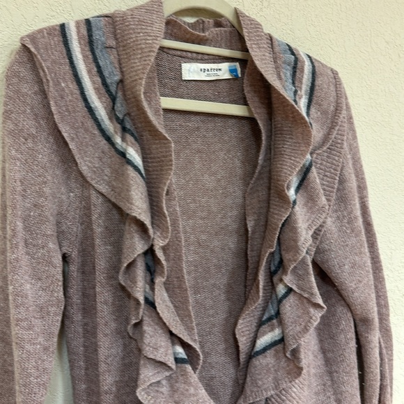 Anthropologie sparrow womans duffle striped open cardigan sweater size M - Picture 3 of 6